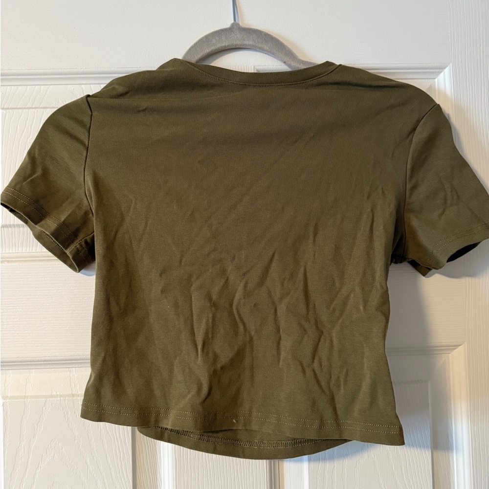 Olive Green Cropped T-Shirt